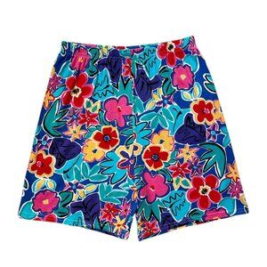 80s 90s Vintage Highwaisted Flower Print Art Shorts Elastic Comfy Hanes Her Way.